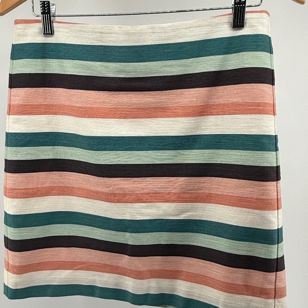 Loft Outlet Womens Size 6 Multi Color Striped Cotton Blend Mini Skirt‎ 499539